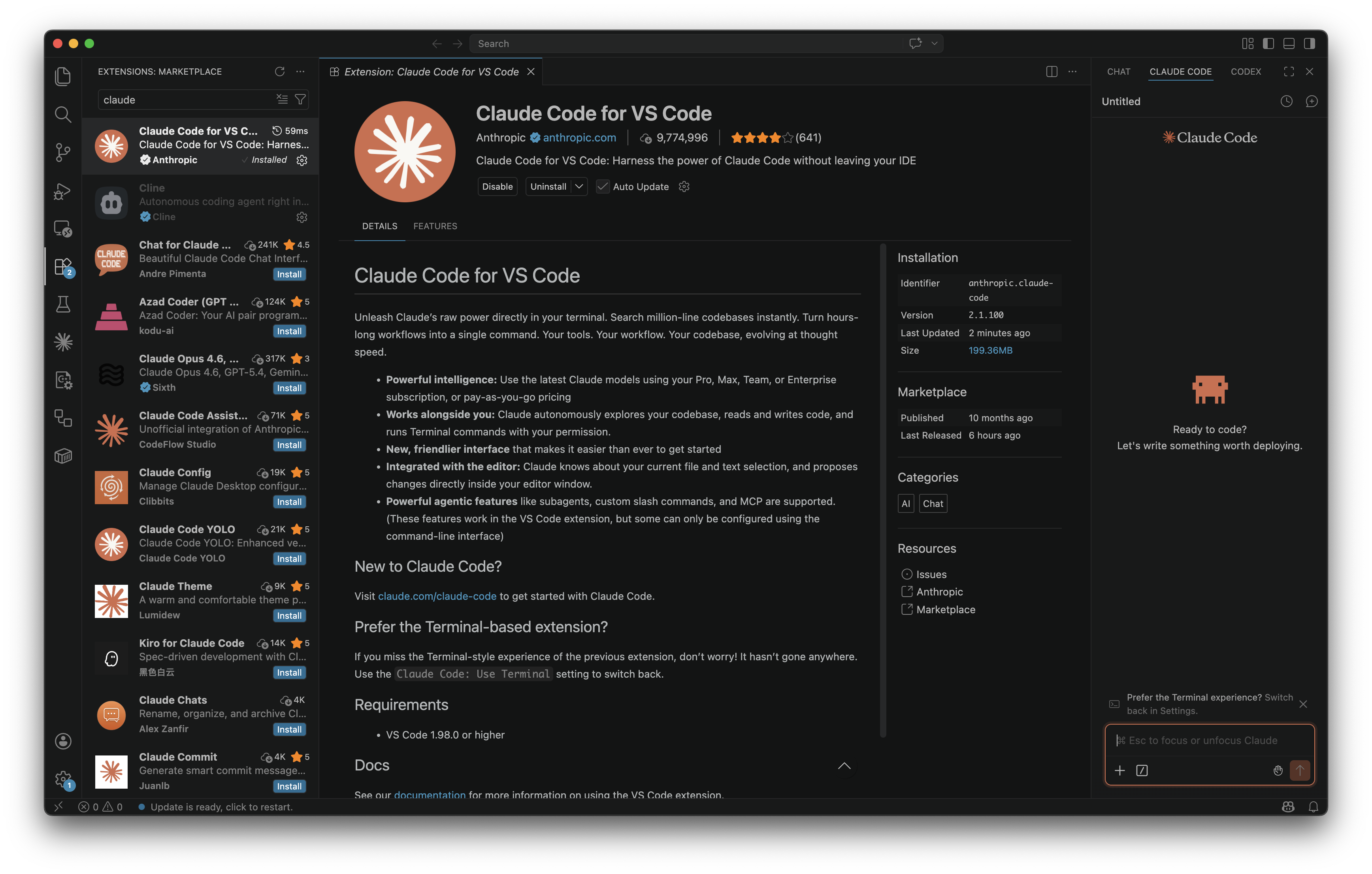 Claude for VS Code 使用界面
